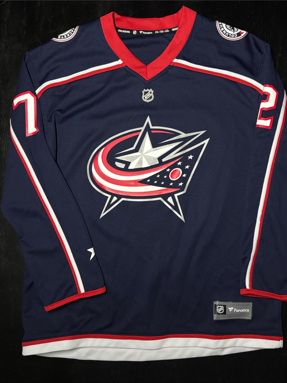 Fanatics Columbus Blue Jackets Navy Red White Hockey Jersey